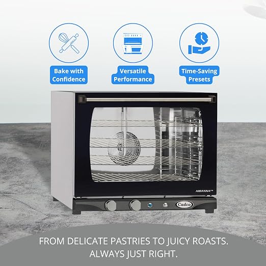 Cadco XAF-133 Heavy-Duty Countertop Convection Oven with Manual Controls & Humidity, Stainless Steel, NSF, 208-240v, For Commercial Use, 125 lbs.
