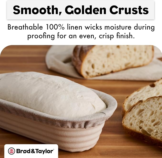 Brod & Taylor Batard Banneton Liner for Sourdough & Artisan Bread Baking – Proofing Liner Made From 100% Natural Linen (1-Pack)