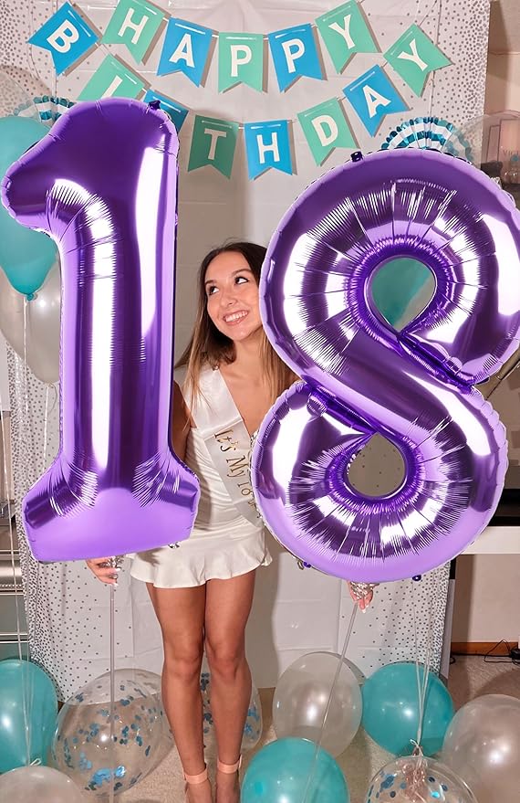 23 Balloon Number Purple, Big Foil 23th Birthday Balloons Decorations for Women, Number Balloon 40 Inch for 2 3 23 32 Wedding Memorial Day's Graduation Supplies