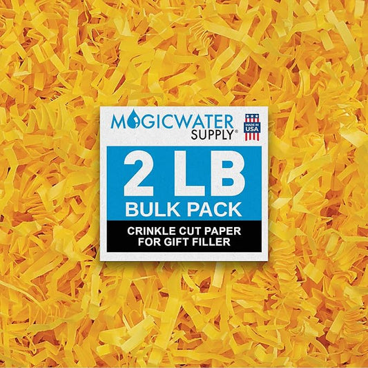 MagicWater Crinkle Cut Paper for Gift Baskets - 2LB - Yellow - Perfect for Shredded Paper Filler, Basket Filler, Gift Boxes, Bridesmaid Gifts, Christmas Stuffers & More – Ideal for All Occasions