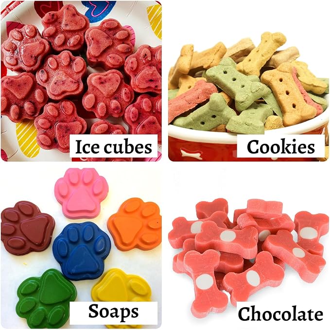 Paw Print Mold Dog Treat Mold Bone Silicone Molds 3 Pcs Dog Treat Molds for Baking Dogs Paw Puppy Treat Ice Cube Trays Cookies Chocolate Candies