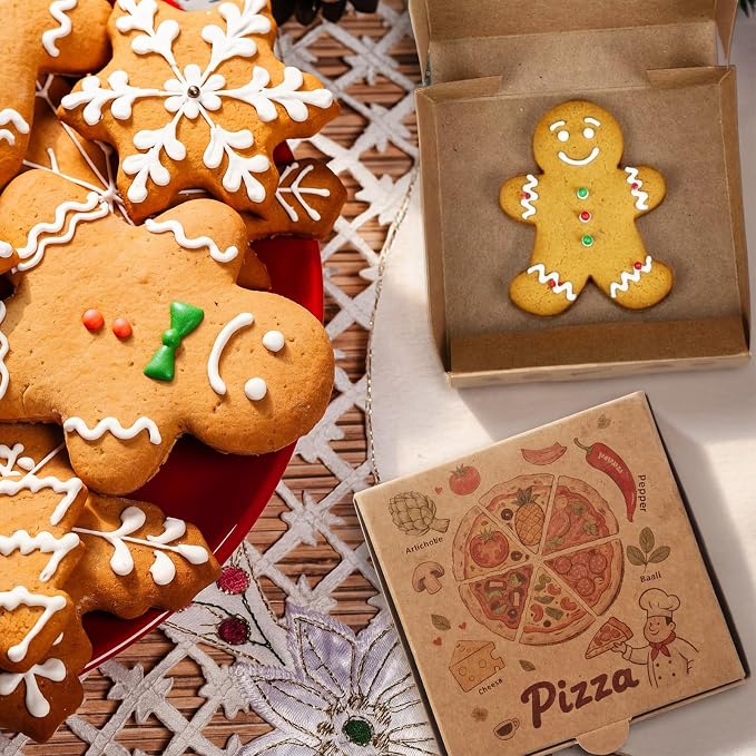 50 Pcs Mini Pizza Box 3.5 x 3.5 x 0.8 Inch Kraft Small Pizza Boxes Cookie Mini Pies Party Favors for Guests Celebrations Party Favors Weddings