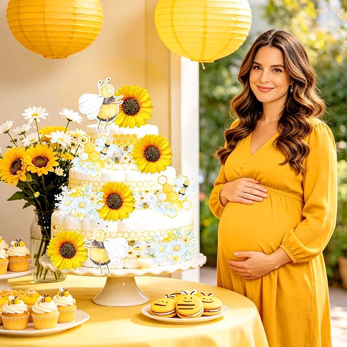 Honey Bee Baby Shower Diaper Cake Decorating Kit Party Supplies Gender Reveal Decorations Baby Shower Gifts Cake Topper Sweet As Can Bee Party