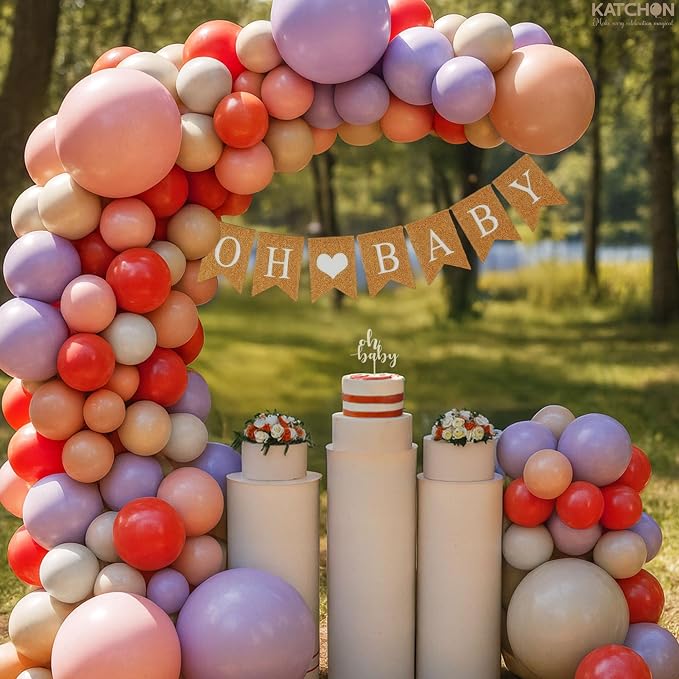 KatchOn, Pastel Balloon Arch Kit- Pack of 110 | Red, Pink, Purple & White Latex Balloon Garland Kit | DIY Balloon Arch for Birthday, Anniversary, Wedding Party Decorations