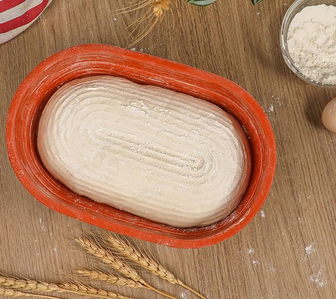 Webake Oval Bread Proofing Basket Silicone, 10 Inches Collapsible Sourdough Bread Baking Supplies Dough Proofing Bowl Containers Oven Safe Baking Gifts for Bakers