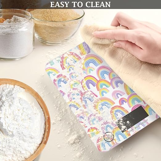 Food Scale Kitchen Scale for Baking Cooking Digital Food Weighing Measuring Scale Small Waterproof Electric Food Scale Gradient Cute Rainbows