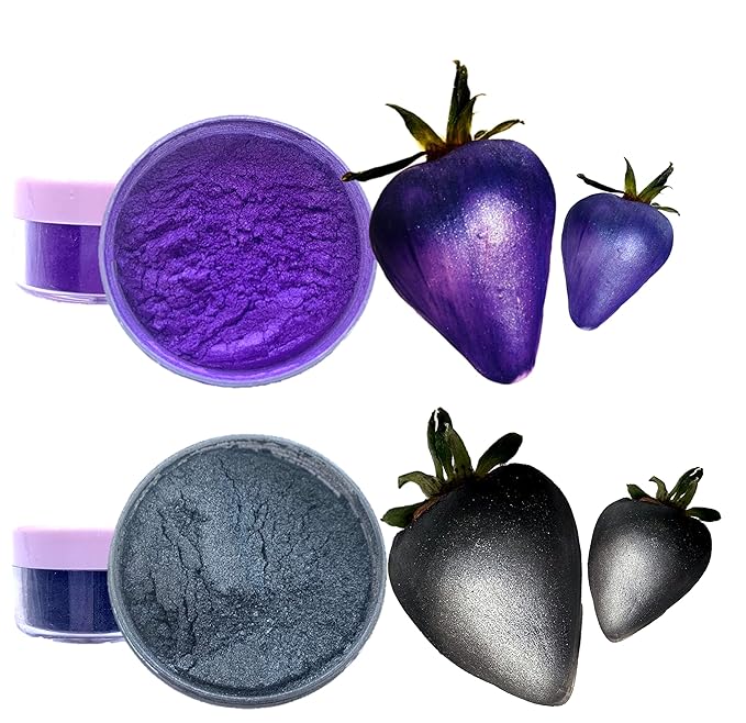 Edible Luster dust, Purple and Black dusting powder for cake decoration, Metallic Food paint 5 grams each/Food grade 100% edible Kosher