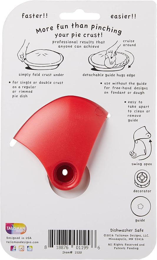 Talisman Designs Pastry Wheel Pie Crust Decorator | Pie Crust Wheel | Pie Crust Decorating Tools | Easy to Use Pastry Wheel | Pie Decorating Tools & Gadgets | Pie Crust Embosser