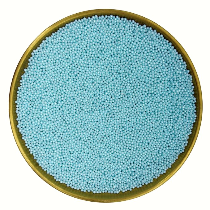 Dynastang 2mm Light Blue Pearls Sprinkles Edible Pearls Cake Decorating Stars Cake Decorations Cupcake Toppers Cookie Decorating Perfect for Cakes, Cupcakes, Desserts Toppings 3OZ