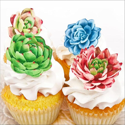 Sugar Robot Inc. Edible Wafer Succulents - Cake and Cupcake Toppers, Decoration Premium Crafted in the USA