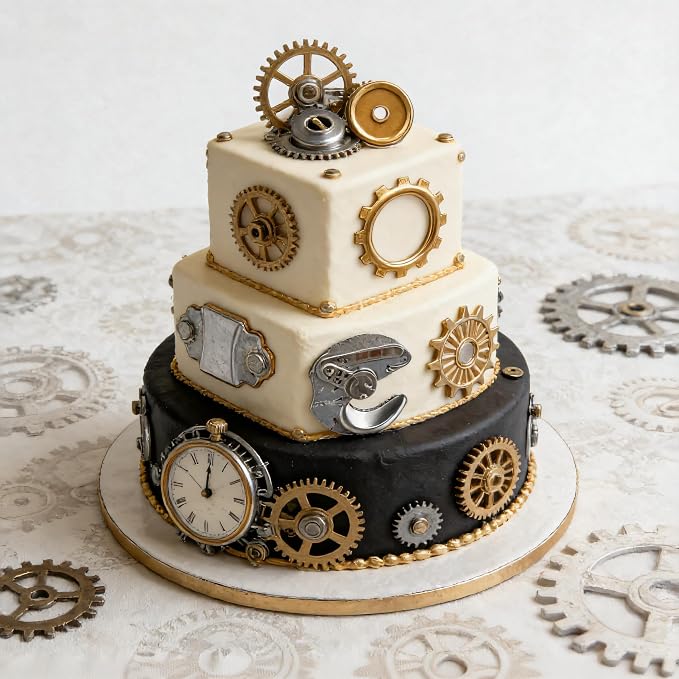 Steampunk Gear Fondant Silicone Mold for Cake Decorating Cupcake Topper Chocolate Candy Gum Paste Polymer Clay