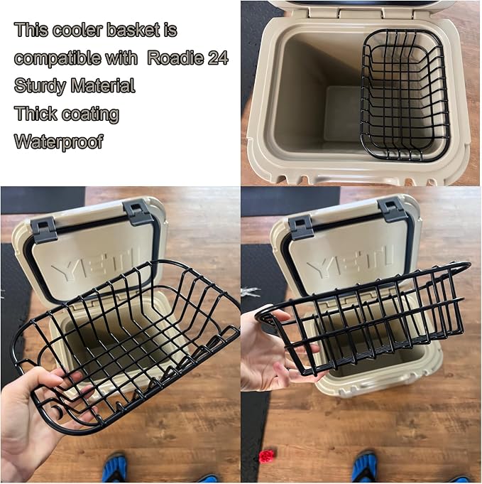 Cooler Basket Compatible with YETI Roadie 24, Dry Goods Wire Cooler Rack Storage Will Keep Smaller Items Dry and Stay Goods High for Roadie 24 Ice Chest Good to Hold Fruit, Utensils, etc