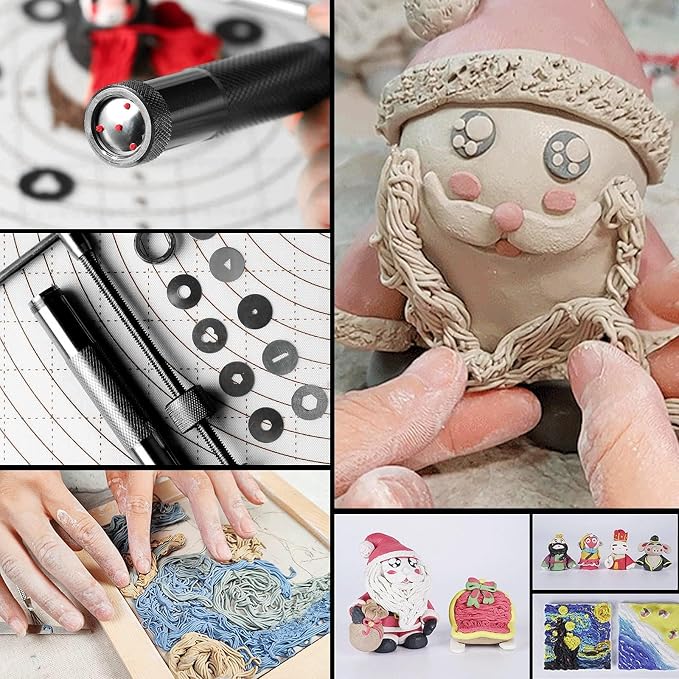 CZWESTC Stainless Steel Clay Extruder with 20 Pattern Discs, Handheld Sugar Paste Press for Fondant Cake Decorating, Polymer Clay Crafts and Ceramic Pottery Sculpture (Black)