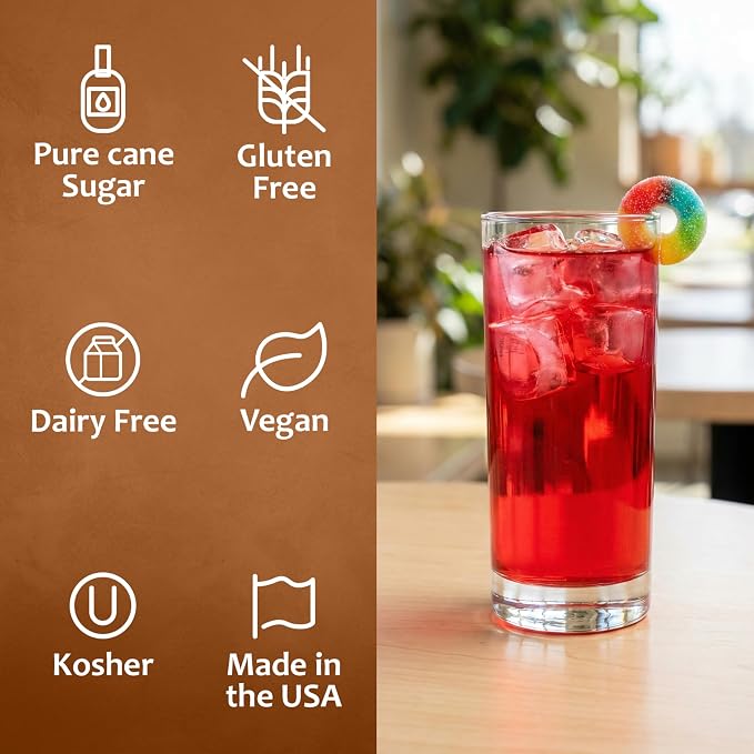 Syruvia Sour Gummy Syrup, Naturally Flavored Syrup for Specialty Drinks, Lemonades, Iced Teas, and Desserts – 25.4 fl oz - with Pump
