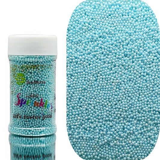 SE Si&Moos Nonpareil Sprinkles, 2mm Light Blue Mini Edible Pearls Baby Blue Sprinkles for Cake Decorating Halloween Cookie Decorations Wedding Baby Shower Party Christmas Holiday Supplies 3.5 OZ