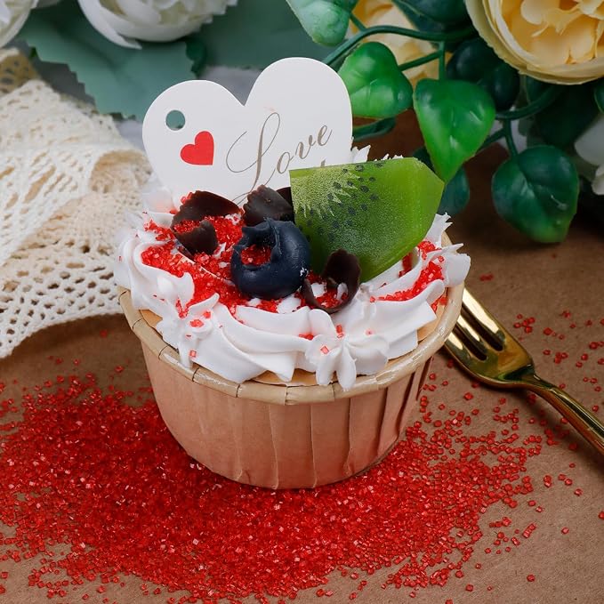 Red Sanding Sugar - Sparkling Sugar Crystals for Baking Decorations (130g/4.6oz) - Edible on Cookies, Cupcakes, Cakes, Ice Cream | Wedding, Party, Valentines Sugar Sprinkles