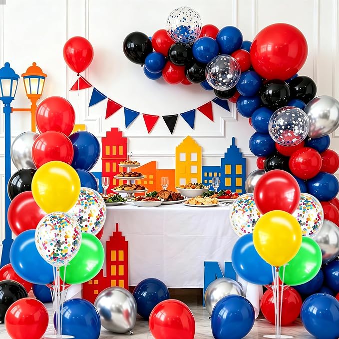 TONIFUL 4 Set Red Yellow Blue Green Balloon Centerpieces for Table,Balloon Stand Kit for Kid Party Decor,Birthday Decorations Anniversary Baby Shower Fiesta Mexican Party