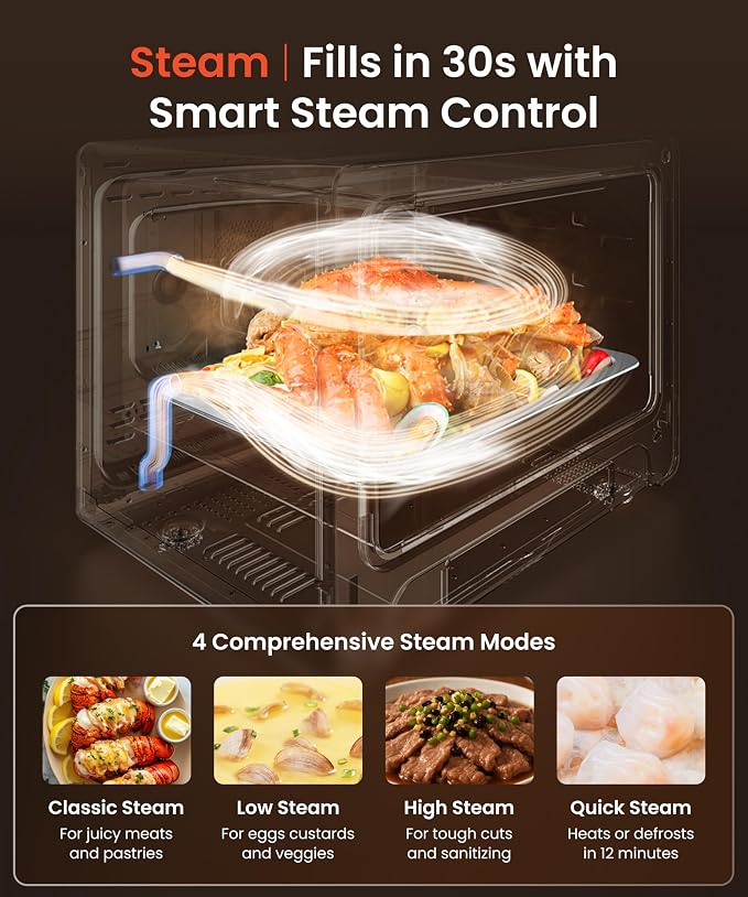 FOTILE HYZK32-E3-B ChefCubii 1.1 cu. ft. 4-in-1 Combi-Steam Oven with Steam-Bake, Air Fry, Convection, Dehydrator Functions, and 50 Preset Menus, Black