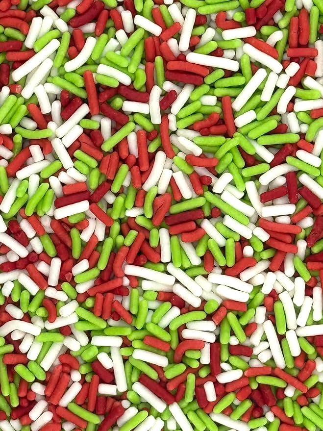 Red Green White Edible Sprinkles for Holiday Christmas Cake Decorating, Cupcakes, Cookies, Ice Cream and Donut Toppings Edible Decorating Baking Supplies - 4 oz package