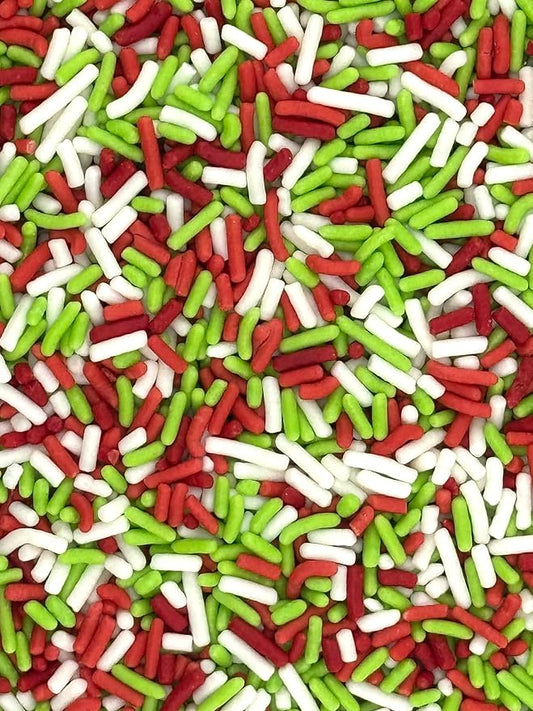 Red Green White Edible Sprinkles for Holiday Christmas Cake Decorating, Cupcakes, Cookies, Ice Cream and Donut Toppings Edible Decorating Baking Supplies - 4 oz package