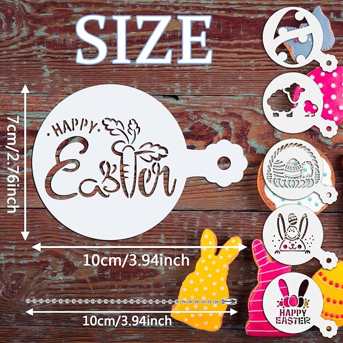 Easter Cookie Stencils 36 Reusable Egg Bunny Coffee Dessert Decor Templates | 36 Reusable Easter Templates, Egg, Bunny And Other Patterns, for Cookie Cake Coffee Dessert, Easter DIY Baking Decor Tools