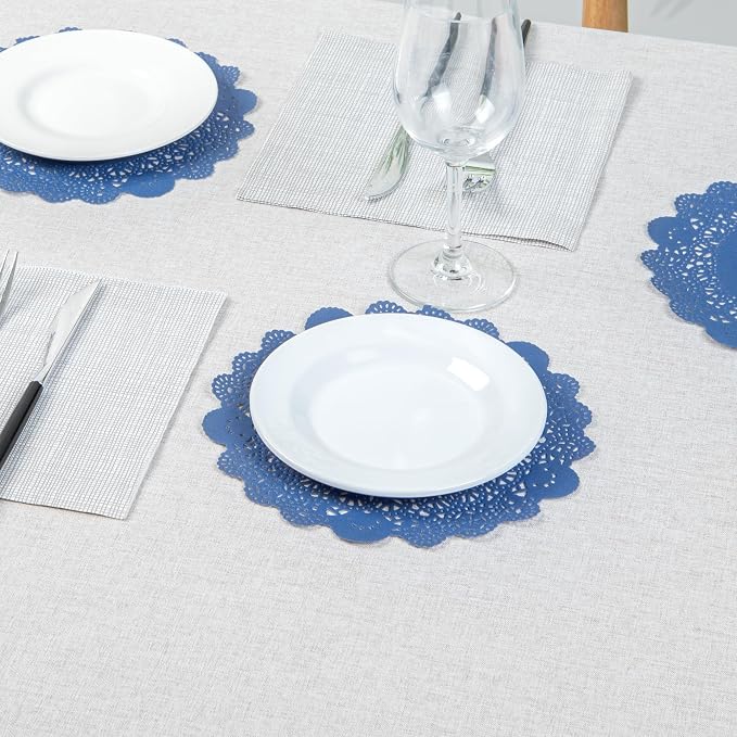 Restaurantware-Pastry Tek 8 x 8 Inch Paper Lace Doilies, 100 Disposable Table Doilies - Elegant Lace Finish, Long Lasting, Navy Blue Paper Placemat, for Pastries, Cupcakes, Desserts
