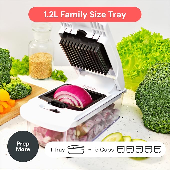 Fullstar Pro Original Vegetable Chopper - Chopper and Spiralizer - Food Chopper with Container, Fruit Cutter, Onion Dicer - All-in-One Prep Tool - Kitchen Gadgets and Gifts (2 in 1, White)