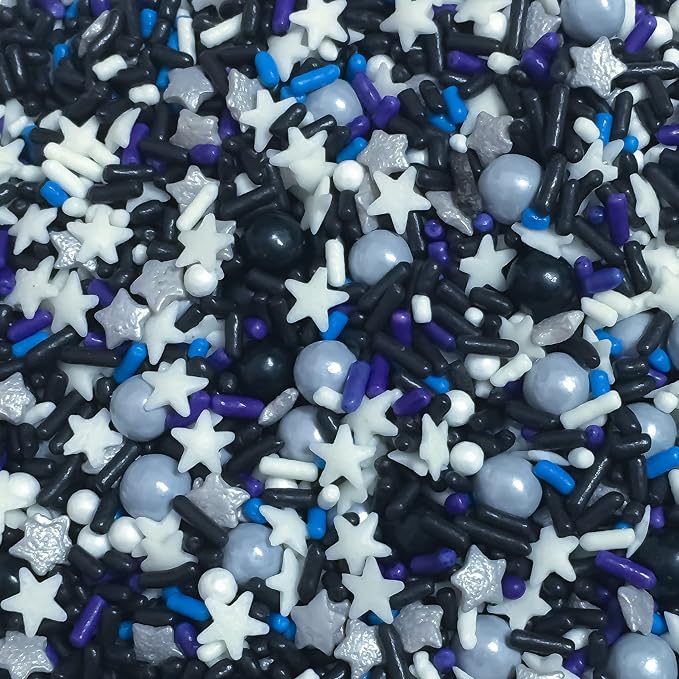 Star Gaze Galaxy Edible Confetti Sprinkles Cake Cookie Cupcake IceCream Donut Quins - 4oz
