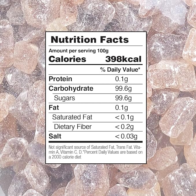 Pure and Natural Medium Light Brown Rock Sugar Crystals for Tea and Coffee, Pure and Natural, 1-Pound Bag