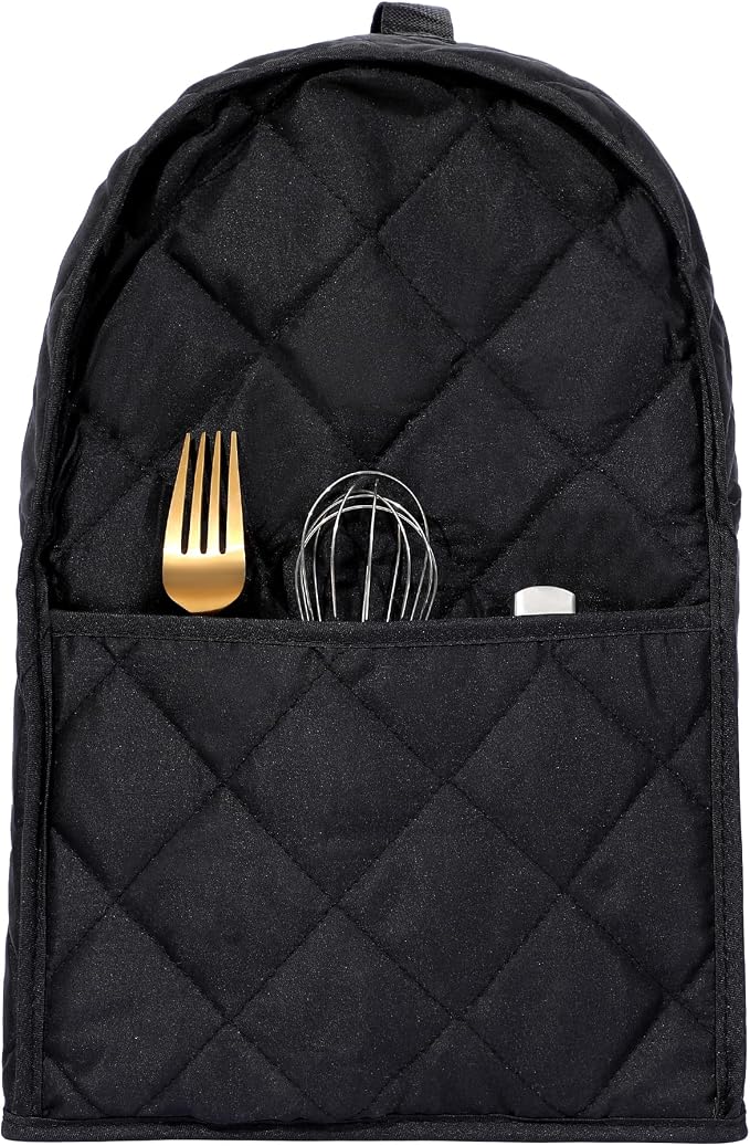 Stand Mixer Cover for KitchenAid 3.5-Qt Artisan Mini/Plus, KSM3311, KSM3316 & All KSM3300 Series Tilt-Head Stand Mixer, 3.5 Quart Dust Cover with Pockets for Accessories. (BLACK)