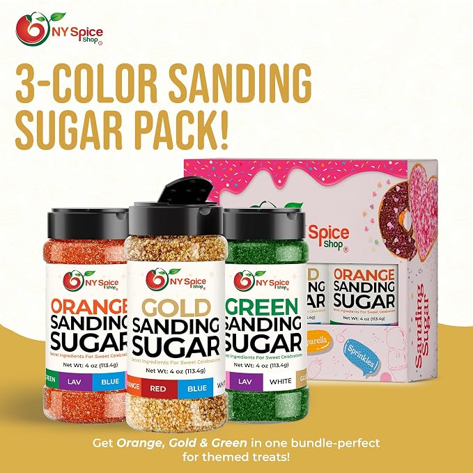 NY Spice Shop Golden Sanding Sugar - 4 Ounce Sweet Colorful Edible Sprinkles For Candy Dish - Sugar Sprinkles For Cake Decorating Cookies Basket & Dishes