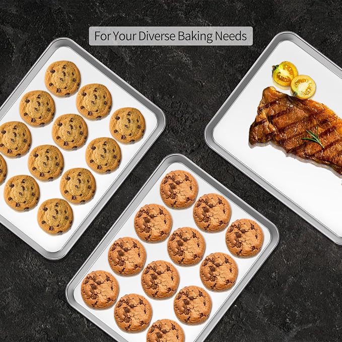 2-Pack Stainless Steel Baking Sheet Set – 16x12x1 Inch Commercial Grade Cookie Sheets, Heavy Duty Non-Warping Oven Safe Pan for Baking, Roasting & Cooking