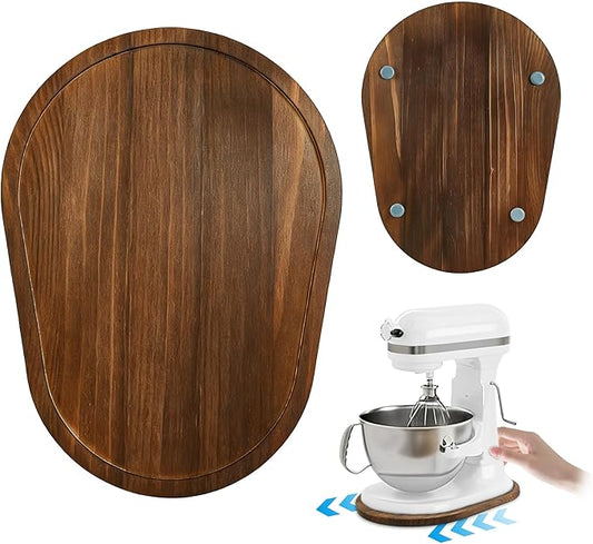 Mixer Slider Mat for KitchenAid 5-8 Qt Bowl Lift Stand Mixers, Pine Wood Moving Tray Storage Organizer for Kitchen Countertop Accessories and Attachments(5-8 Qt,Brown)