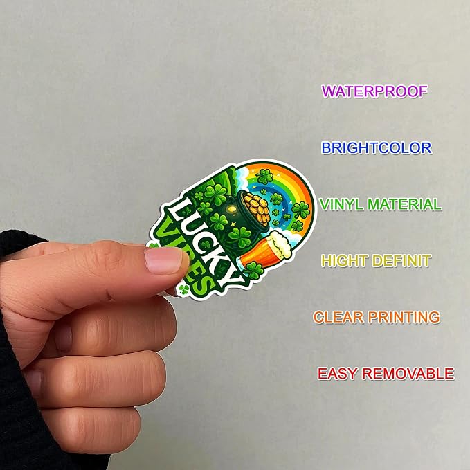 100 PCS Ireland Stickers Pack, Irish Travel Vinyl Waterproof Decals of Dublin Wexford Shamrock Clover Celtic Cross and Irish Culture Heritage for Laptop Water Bottle Scrapbook Adult Gift