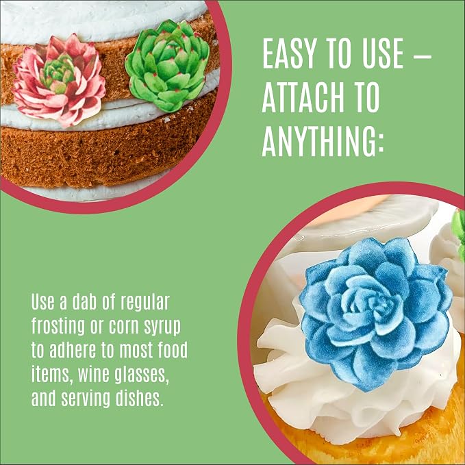 Sugar Robot Inc. Edible Wafer Succulents - Cake and Cupcake Toppers, Decoration Premium Crafted in the USA