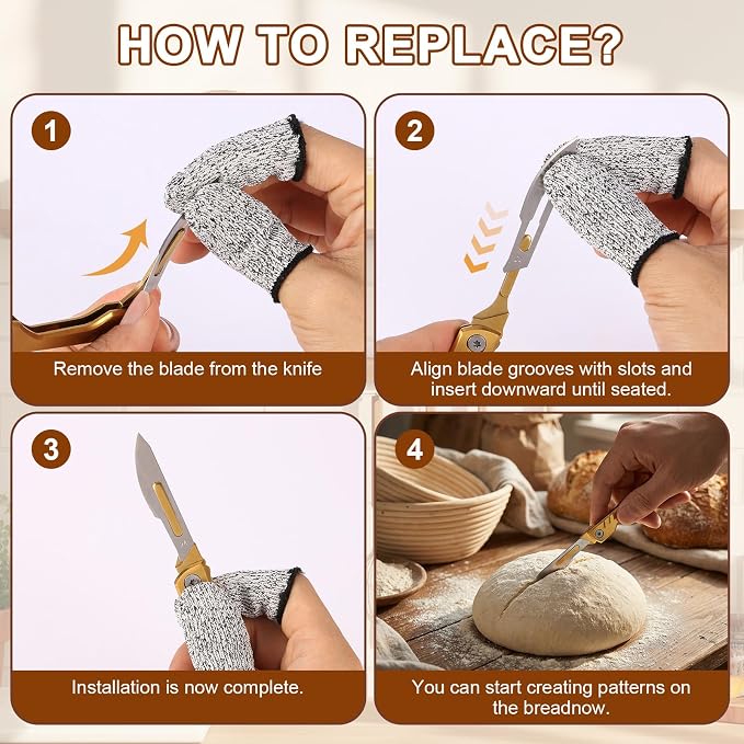 Bread Lame, Sourdough Scoring Tool with 10 Razor Blades - Folding & Extractable Bread Scorer Knife for Homemade Bread, Sourdough Slashing, Baking Tools Kit, Includes Protective Cover&Portable keychain