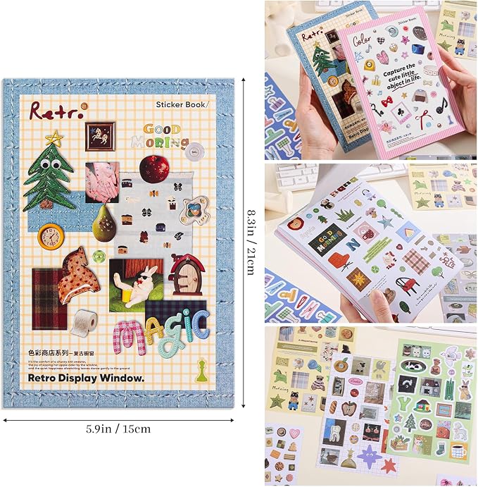 Girl's Korean Sticker Book, Food and Daily Life Theme - 1300+ Cute Dream Style Foodie Stickers, for DIY Scrapbooking Journaling Handbook Decoration Vintage