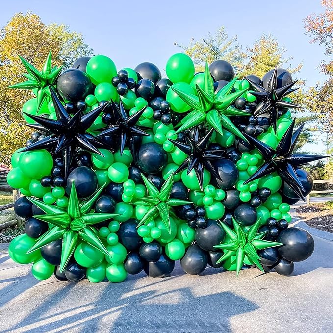 Voircoloria 105pcs Green Balloons 12inch Party Latex Balloons for Birthday Dinosaur Baby Shower St. Patrick's Day Summer Jungle Forest Safari Party Decorations