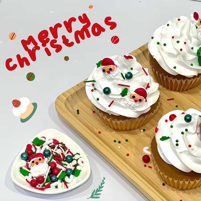 Sujoygar Christmas Cake Sprinkles, 3.52oz Edible Santa Claus Christmas Sprinkles for Cake Decorating Cupcake Toppers Baking Cookie Ice Cream Dount Chocolate