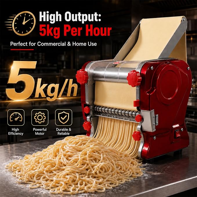 XINGYUEXUAN Electric Pasta Making Machine Commercial Noodle Spaghetti Maker Dough Roller with 2mm/6mm Cutter
