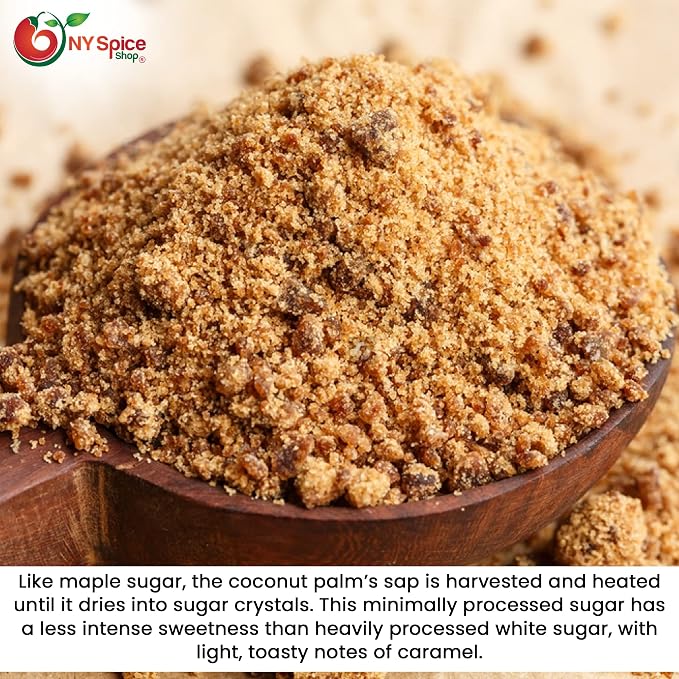 NY SPICE SHOP Coconut Palm Sugar - Brown Coconut Sugar - Coconut Palm Sugar - Sweetener Substitute - Great for Desserts, Baking, Coffee, Tea, Oatmeal, & More –Natural Refined Sugar - 3 (Pound)