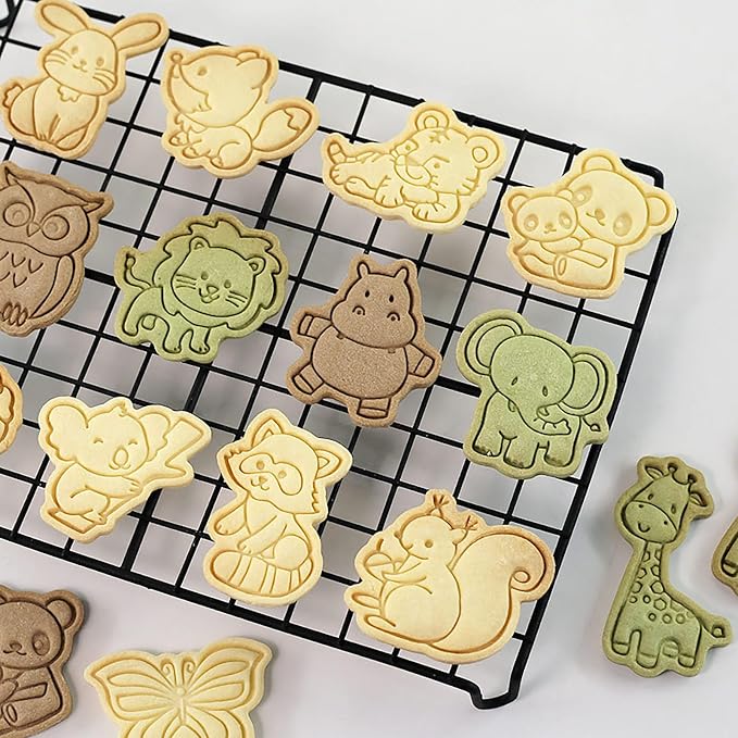 Butterfly Cookie Cutters with Cookie Stamps 8 Pieces Set 3D Rabbit Mini Cookie Cutter Shapes for Kids and Adults (Animal B)