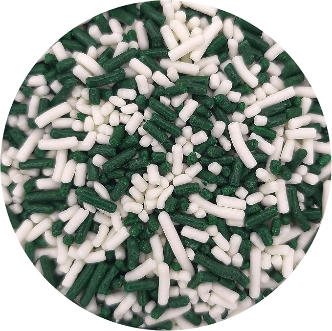 NCS Green & White Jimmies Edible Sprinkles – Cupcake, Cake & Cookie Decorations, 7 oz