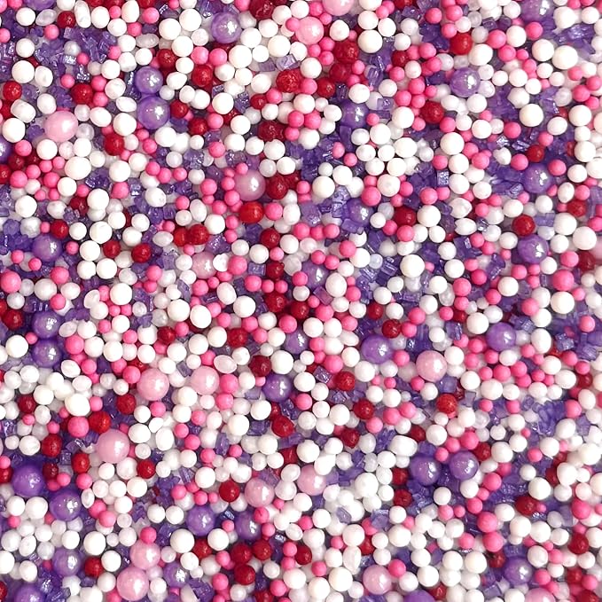 Fancy Sprinkles Flirt Sprinkles | Pink & Red Jimmies with Candy Lips & Heart Shaped Candy | Valentine's, Galentine's & Anniversary | Cake & Cookie Decorating | 1 Pack (0.5c)