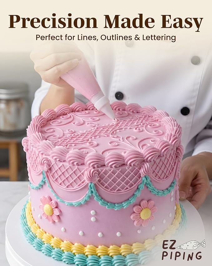 Reusable Plastic Piping Tips Standard Size Round Tip #4 100 Pack with 2 Couplers Round Icing Nozzle for Cake Decoration, Dessert Design Baking Supplies & Piping Bags Base Ø 0.75"Height 1.25"