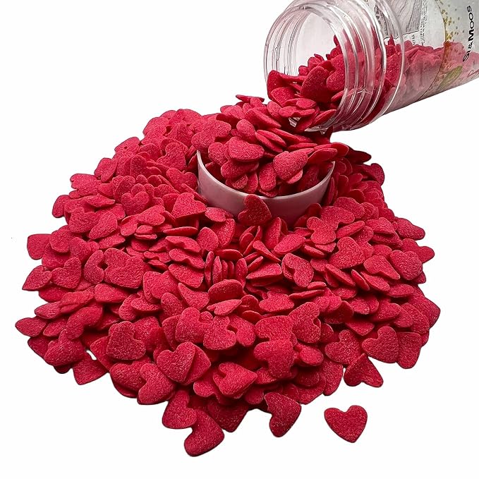 SE Si&Moos Jumbo Heart Sprinkles Jumbo Red Hearts Edible Hearts Confetti for Decorating Valentines Cake Decorations Red Sprinkles for Baking, Party Wedding Baby Shower Valentines Supplies 3.35 OZ