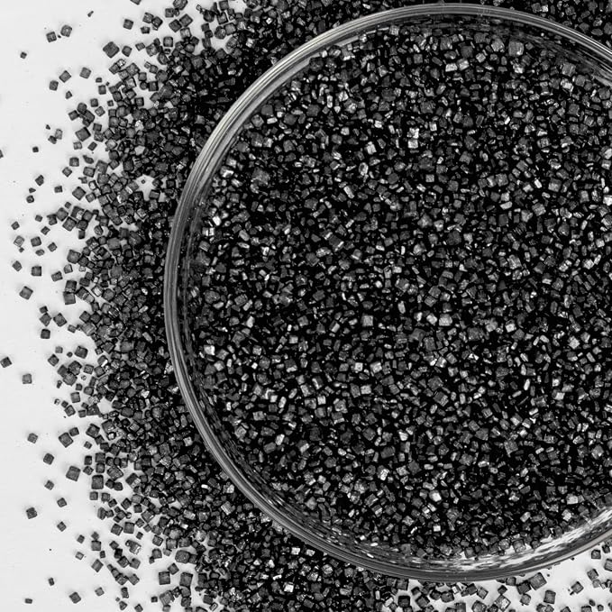 Twisweet Black Sprinkles, Edible Sanding Sugar Crystals for Cake Decorating, Extra Fine Candy Sprinkles for Baking, Cupcake Topping Ice Cream Donut Cookies Decoration, Wedding Party Halloween Christmas Supplies (150g/5.3oz)