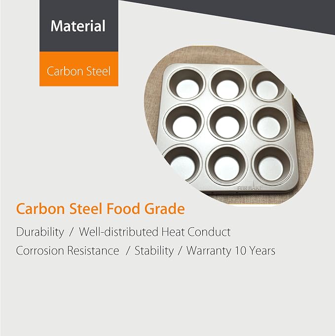 Carbon Steel Nonstick Bakeware Muffin Pan (9-Cup)
