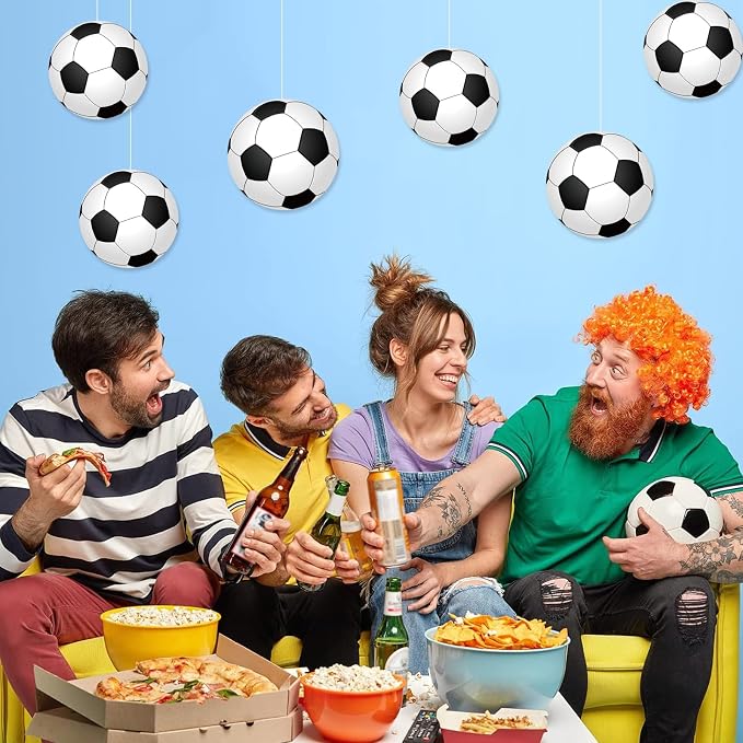 Vuzvuv 60Pcs 6In Paper Soccer Cutouts with 120Pcs Glue Points,Soccer Cut Outs Bulletin Board Decorations for Wall