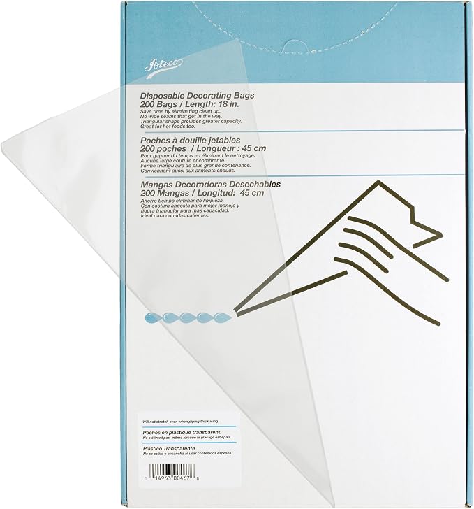 Ateco Soft Disposable Decorating Bags, 18-Inch, Pack of 200, Made in USA